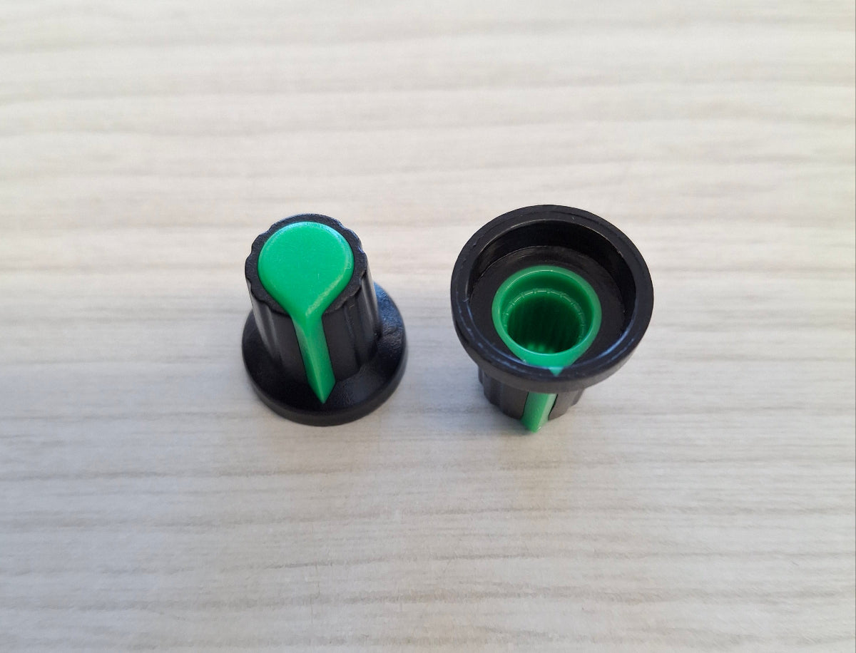 Potentiometerknopf Drehgeber Knopf Kunststoff 6mm grün schwarz Potentiometer