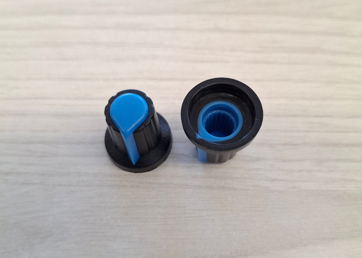 Potentiometerknopf Drehgeber Knopf Kunststoff 6mm blau schwarz Potentiometer