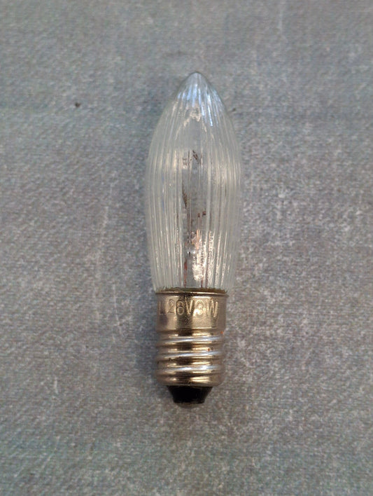 Riffelkerze Spitzkerze 28 Volt 3 Watt E10 Fassung Ersatzlampe-Weihnachtsbeleuchtung