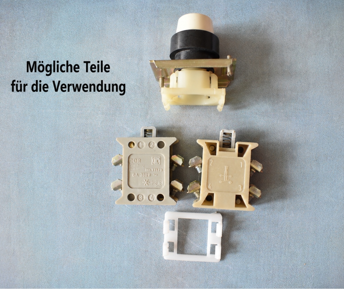 DDR ROBOTRON Tastvorsatz Druckknopf eckig gelb silber – TGL 33573 – System
