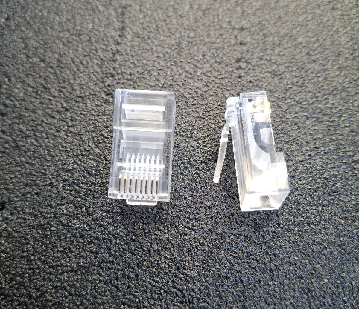 Westernstecker RJ45 8/8 – 8 Kontakte belegt, transparent