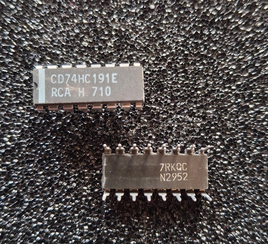Originaler RCA CD74HC191E synchroner 4-Bit-Aufwärts-/Abwärtszähler im DIP-16-Gehäuse (NOS).