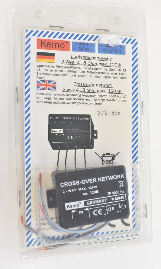 Kemo M046 2-Wege Lautsprecherweiche für 4 bis 8 Ohm mit 120 Watt Belastbarkeit und 3000 Hz Trennfrequenz
