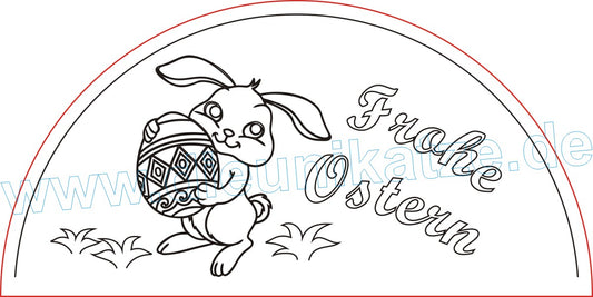Laserdatei LED-Bogen Frohe Ostern als digitaler Download im SVG- und DXF-Format mit Osterhase und dekorativem Osterei für Laser