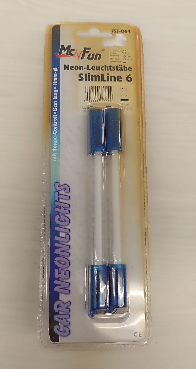 Originalverpackte McFun SlimLine 6 Neon-Leuchtstaebe fuer den 12V-Fahrzeuginnenraum mit Sound-Control in Blau