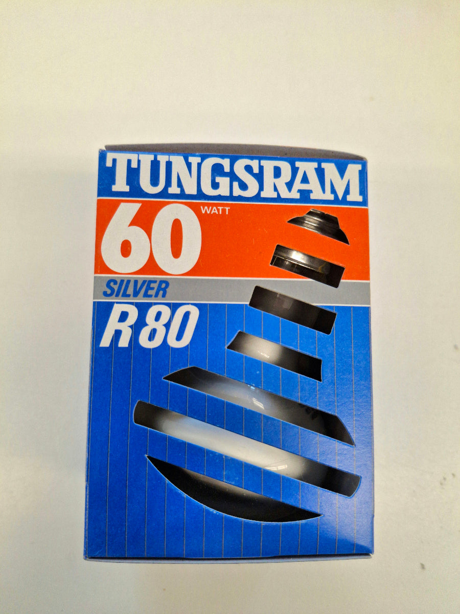 TUNGSRAM R80 Silber Reflektorlampe 60W E27 220–240V NOS Made in Austria