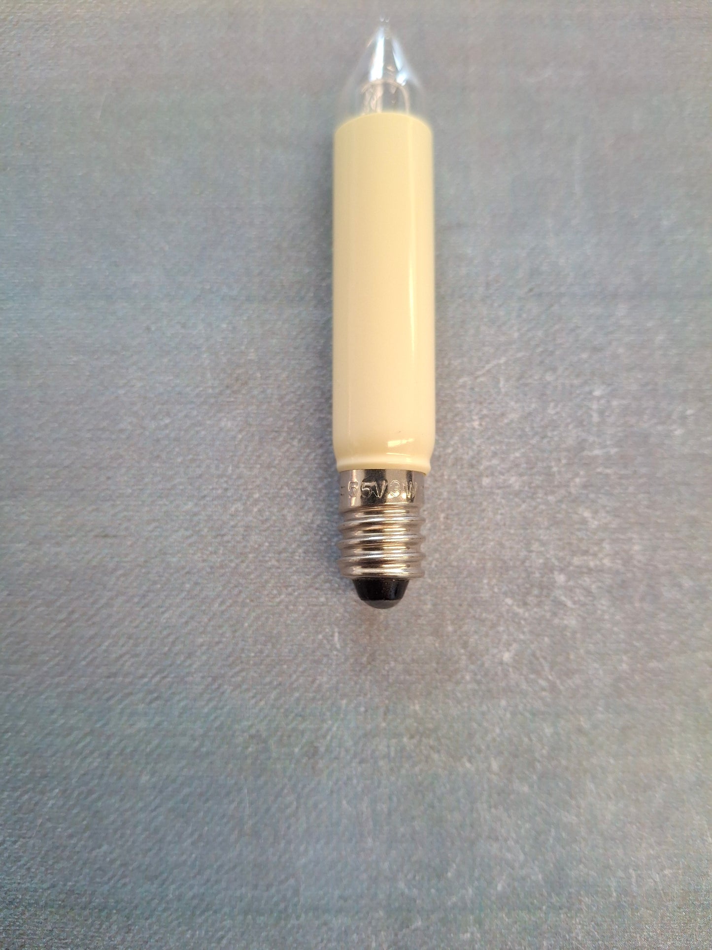 Kleinschaftschaftkerze  55 Volt  3 Watt E10 Fassung – Ersatzlampe für Weihnachtsbeleuchtung