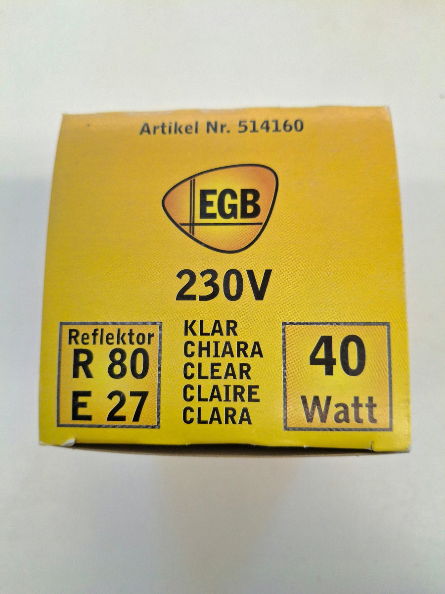 EGB Reflektorlampe R80 E27 40W Klar NOS Glühlampe Spotlampe Originalverpackung