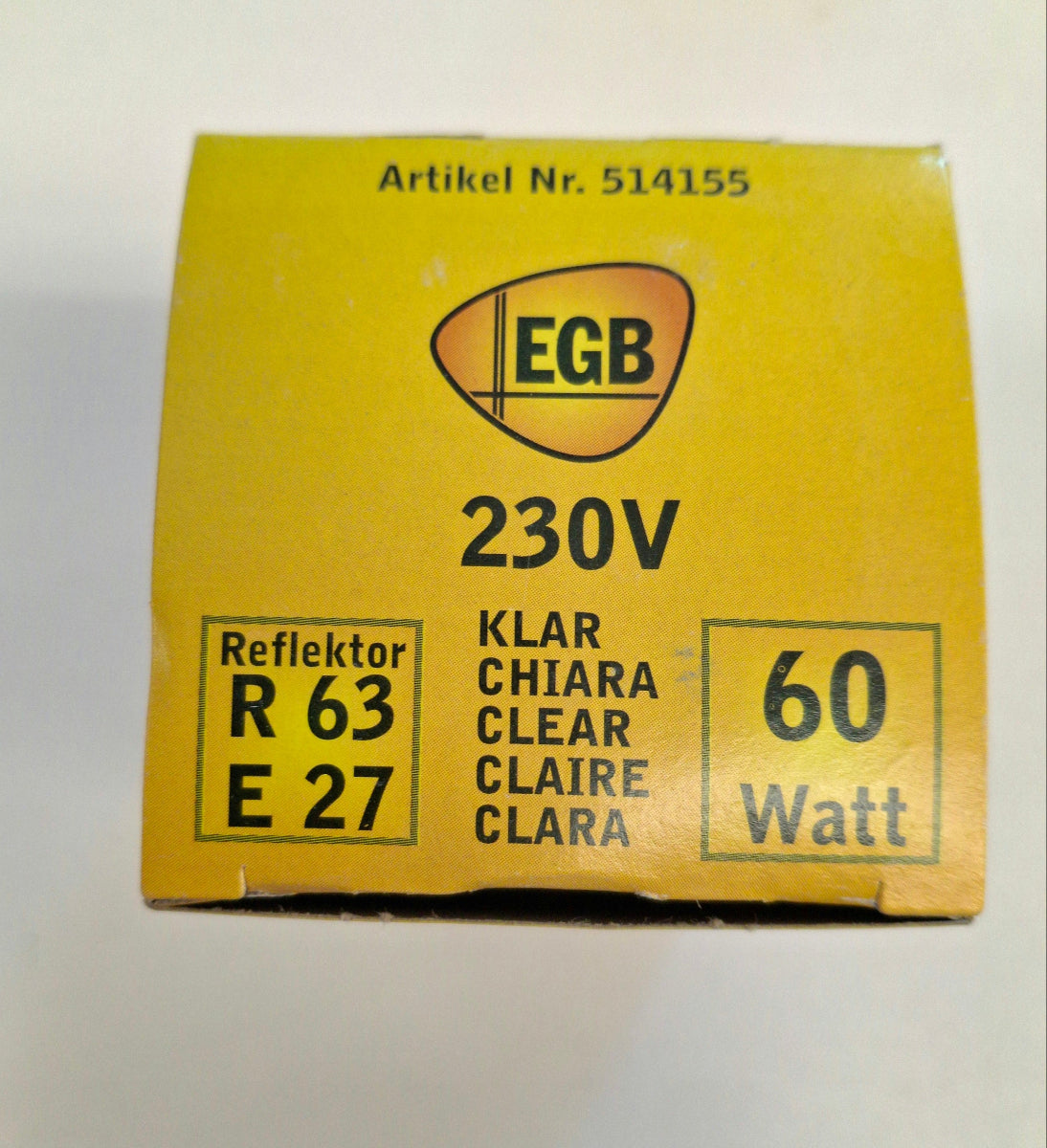 EGB Reflektorlampe R63 E27 60W 230V klar NOS Glühlampe Vintage Originalverpackung