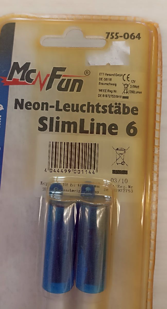 McFun Neon Leuchtstäbe SlimLine 6 Car NeonLights Sound-Control 15 cm Blau 12 V