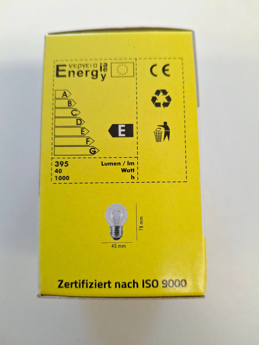 EGB Tropfenlampe 40W E27 Klar 230V Glühlampe 395 lm dimmbar