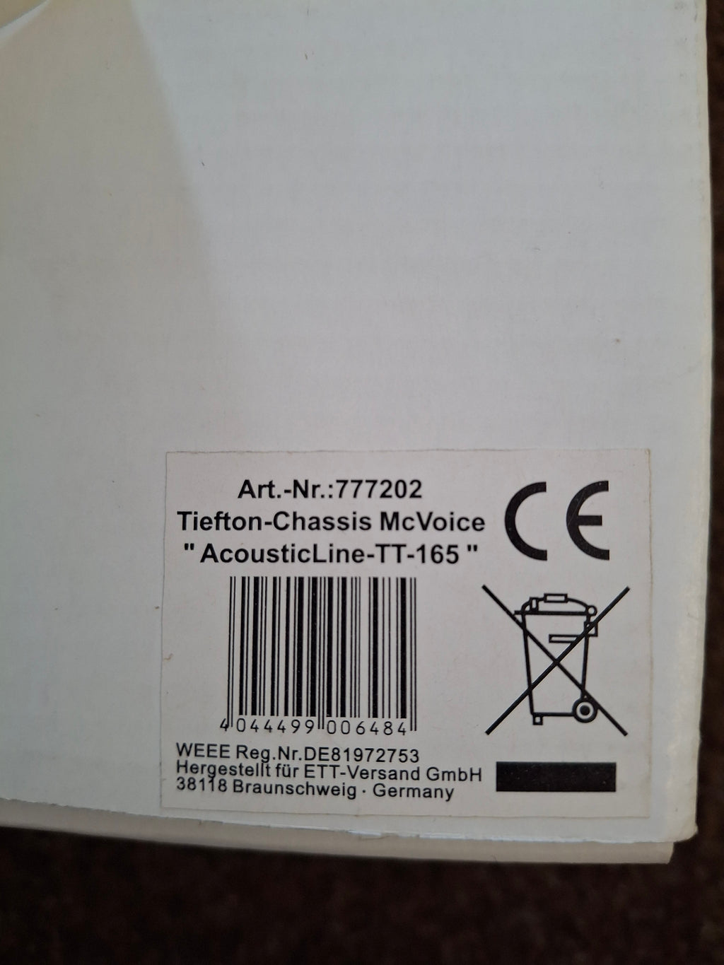 Tiefton-Lautsprecherchassis TT-165 McVoice „AcousticLine“.