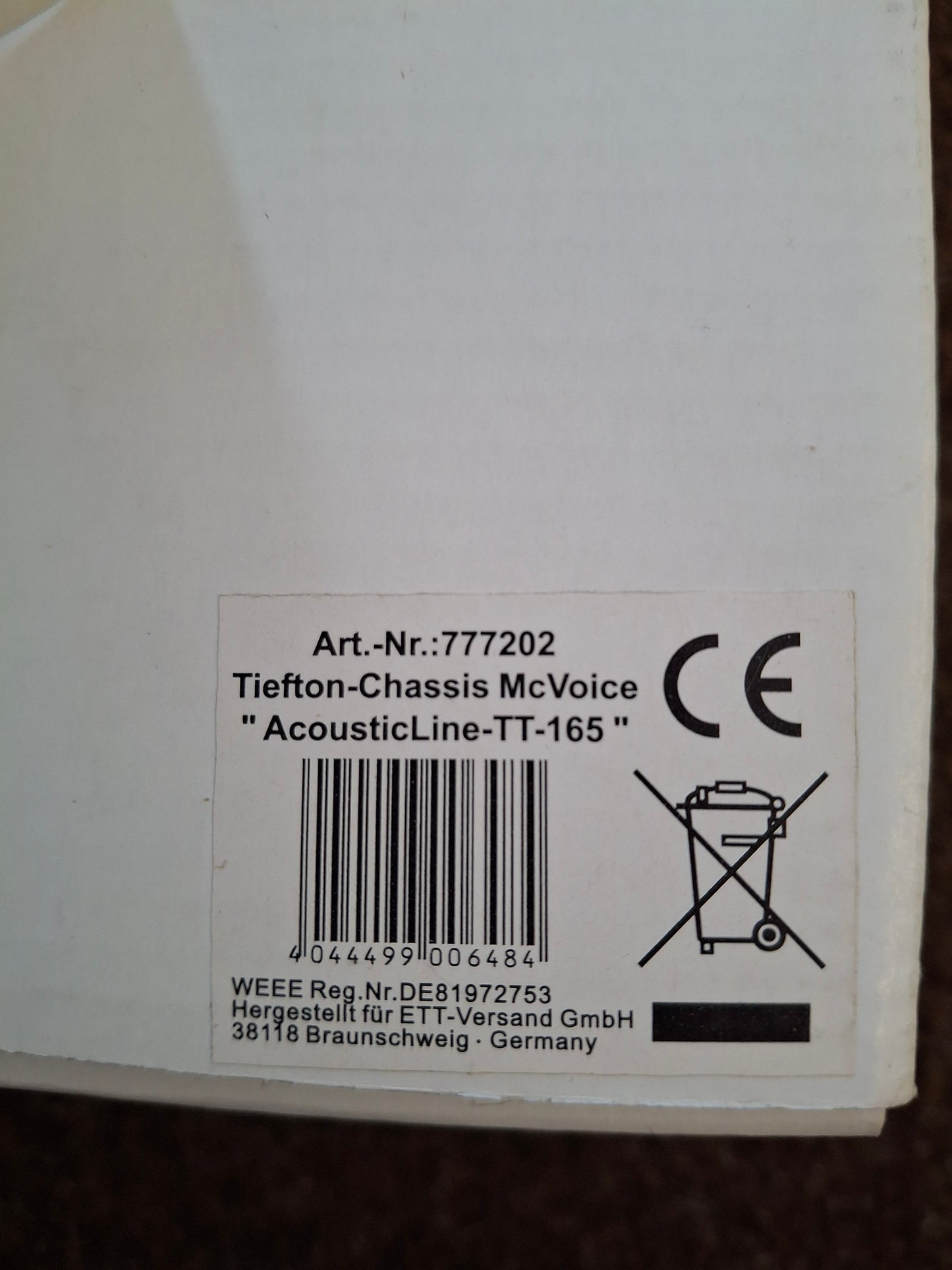 Tiefton-Lautsprecherchassis TT-165 McVoice „AcousticLine“.