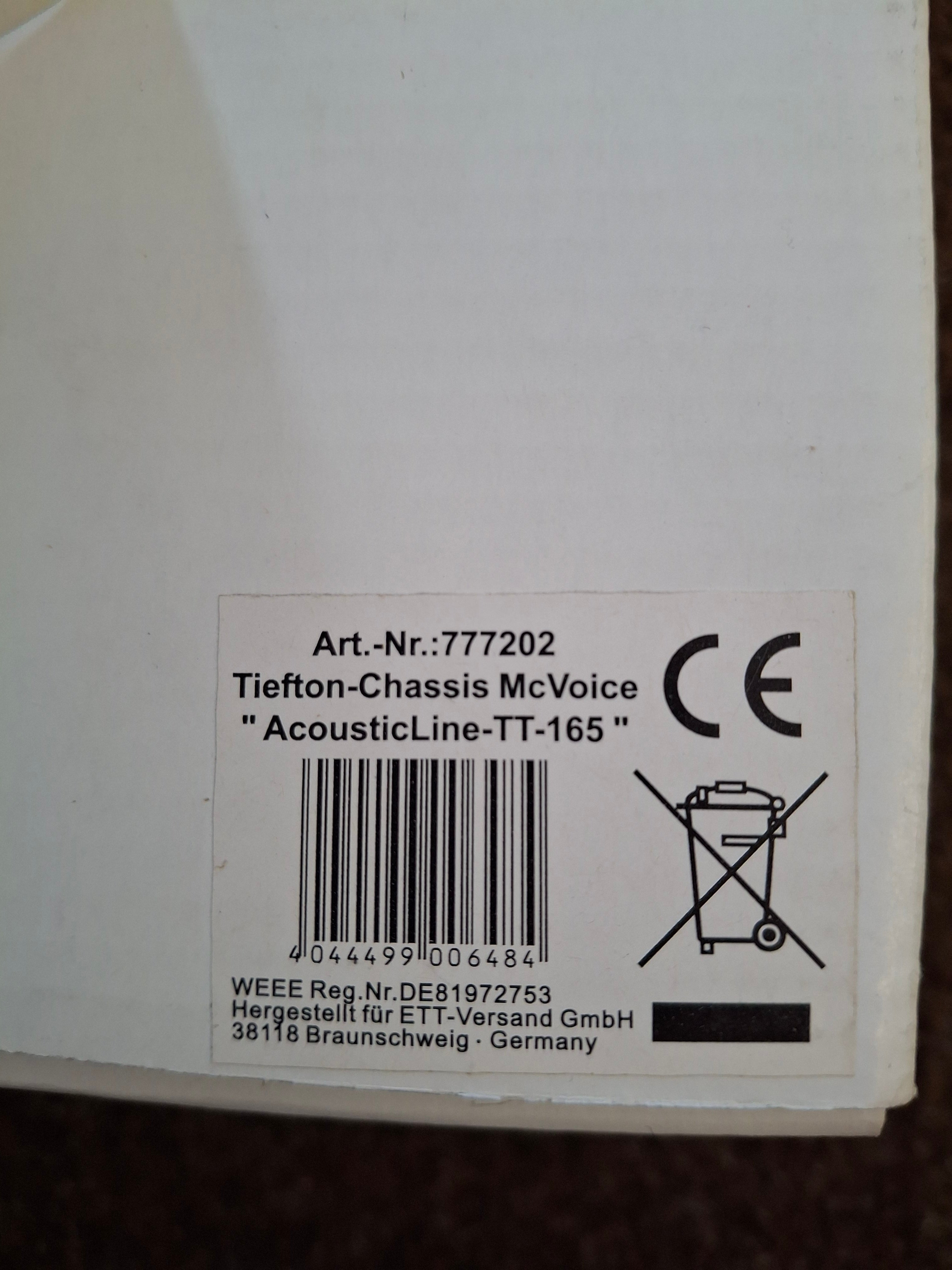 Tiefton-Lautsprecherchassis TT-165 McVoice „AcousticLine“.