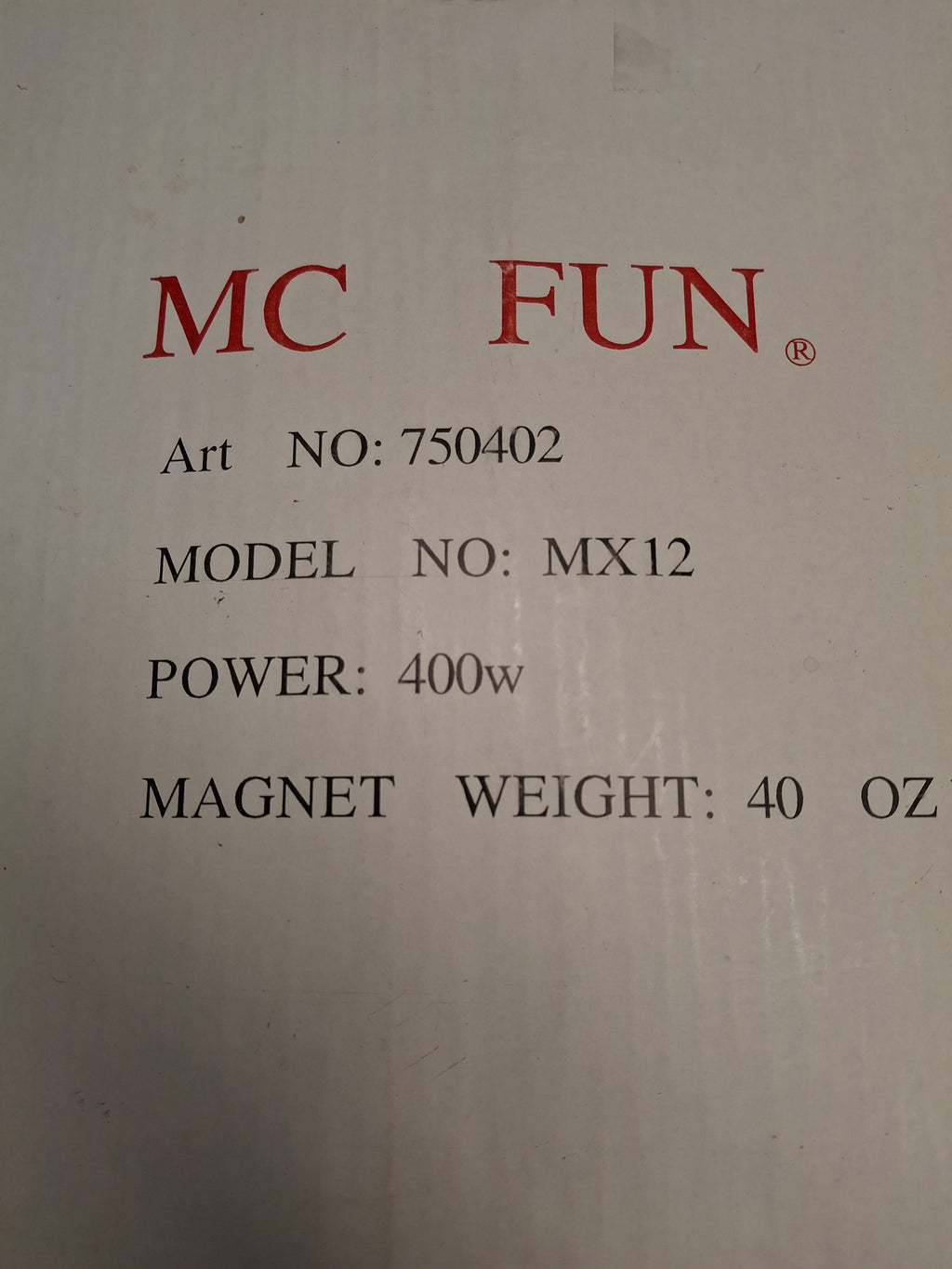 McFun MX12 Subwoofer-Chassis ohne Mittelaufdruck