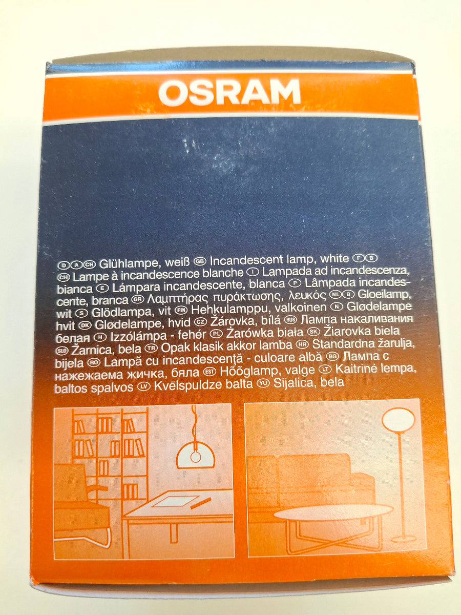 OSRAM Bellalux Soft White Globe G95 60W E27 Ø95 mm Opal Glühlampe NOS