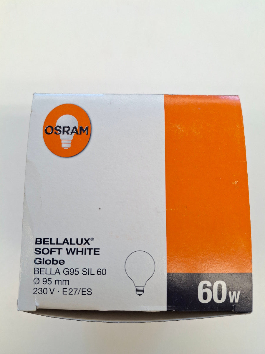 OSRAM Bellalux Soft White Globe G95 60W E27 Ø95 mm Opal Glühlampe NOS
