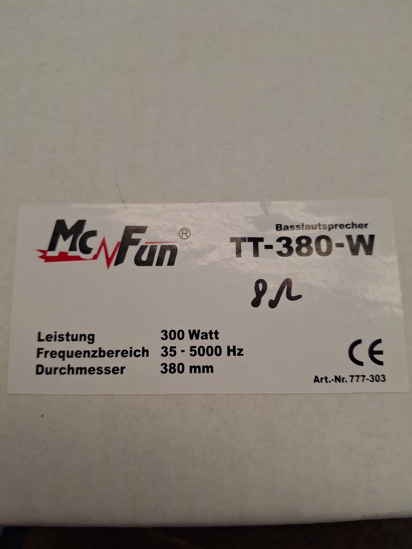 McFun TT-380-W Basslautsprecher (15")