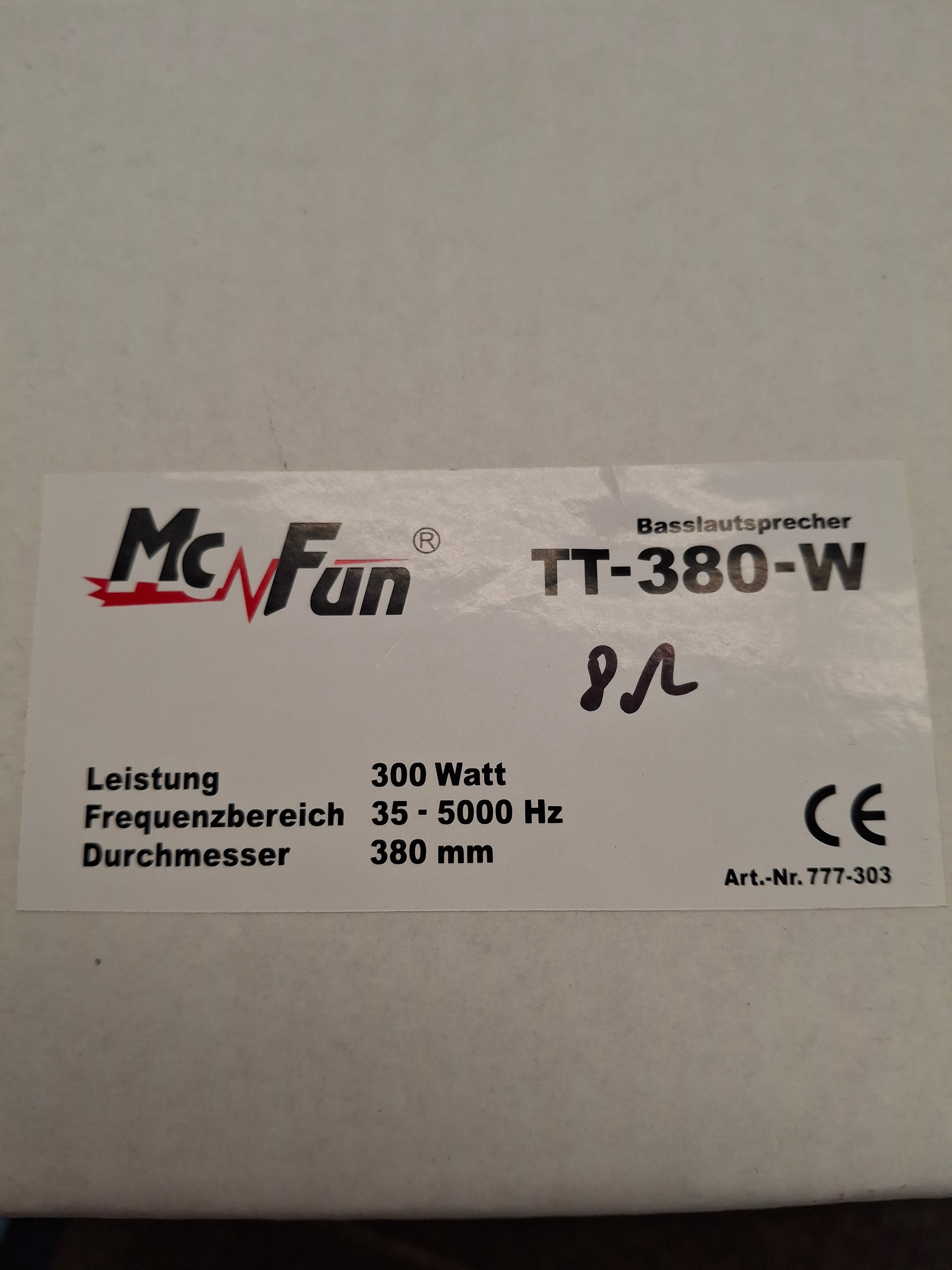 McFun TT-380-W Basslautsprecher (15")