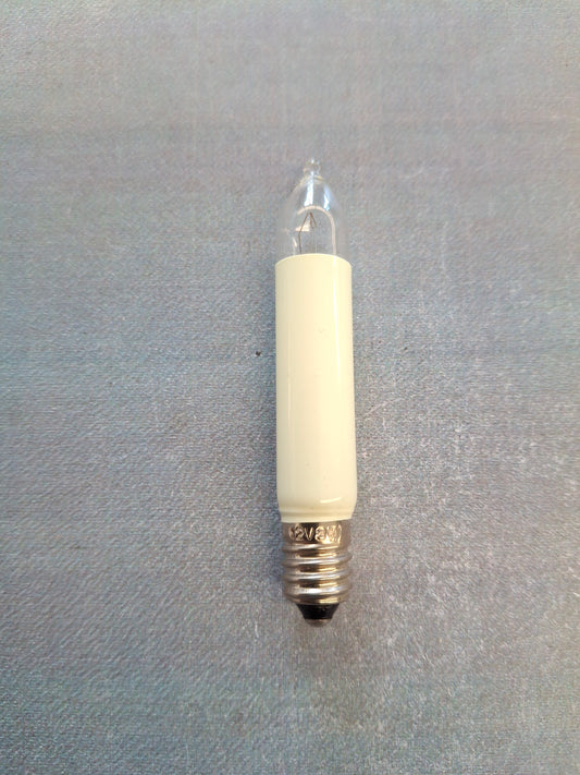 Kleinschaftschaftkerze  12 Volt  3 Watt E10 Fassung – Ersatzlampe für Weihnachtsbeleuchtung