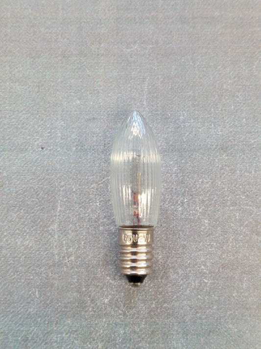Riffelkerze / Spitzkerze 55 V 3 Watt E10 Fassung – Ersatzlampe für Weihnachtsbeleuchtung