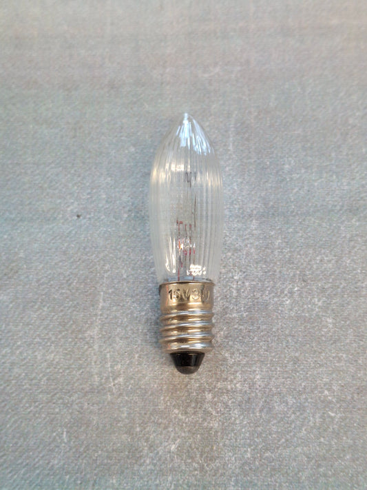 Riffelkerze / Spitzkerze 15 V 3 Watt E10 Fassung – Ersatzlampe für Weihnachtsbeleuchtung