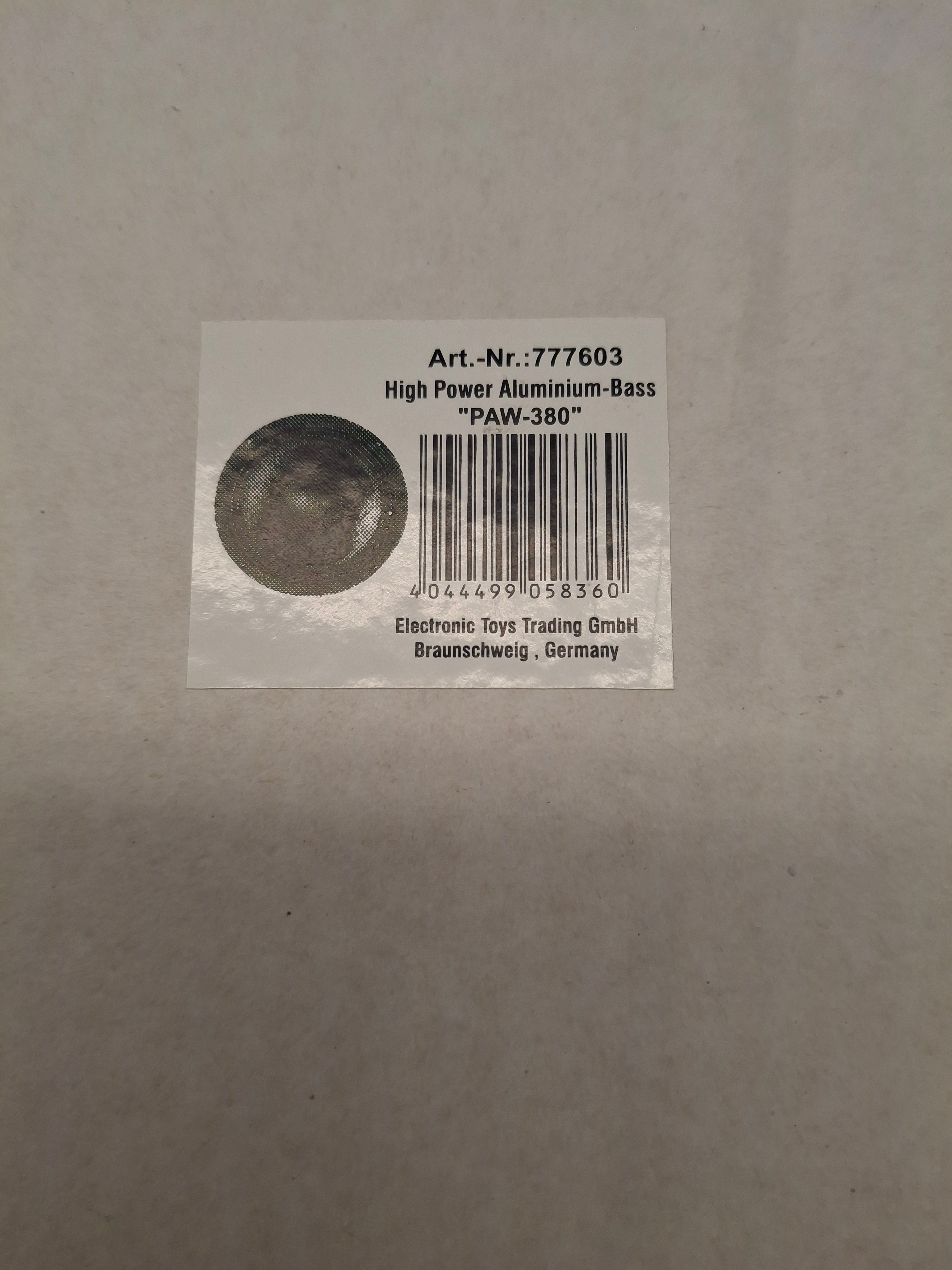 High Power Aluminium Bass PAW-380