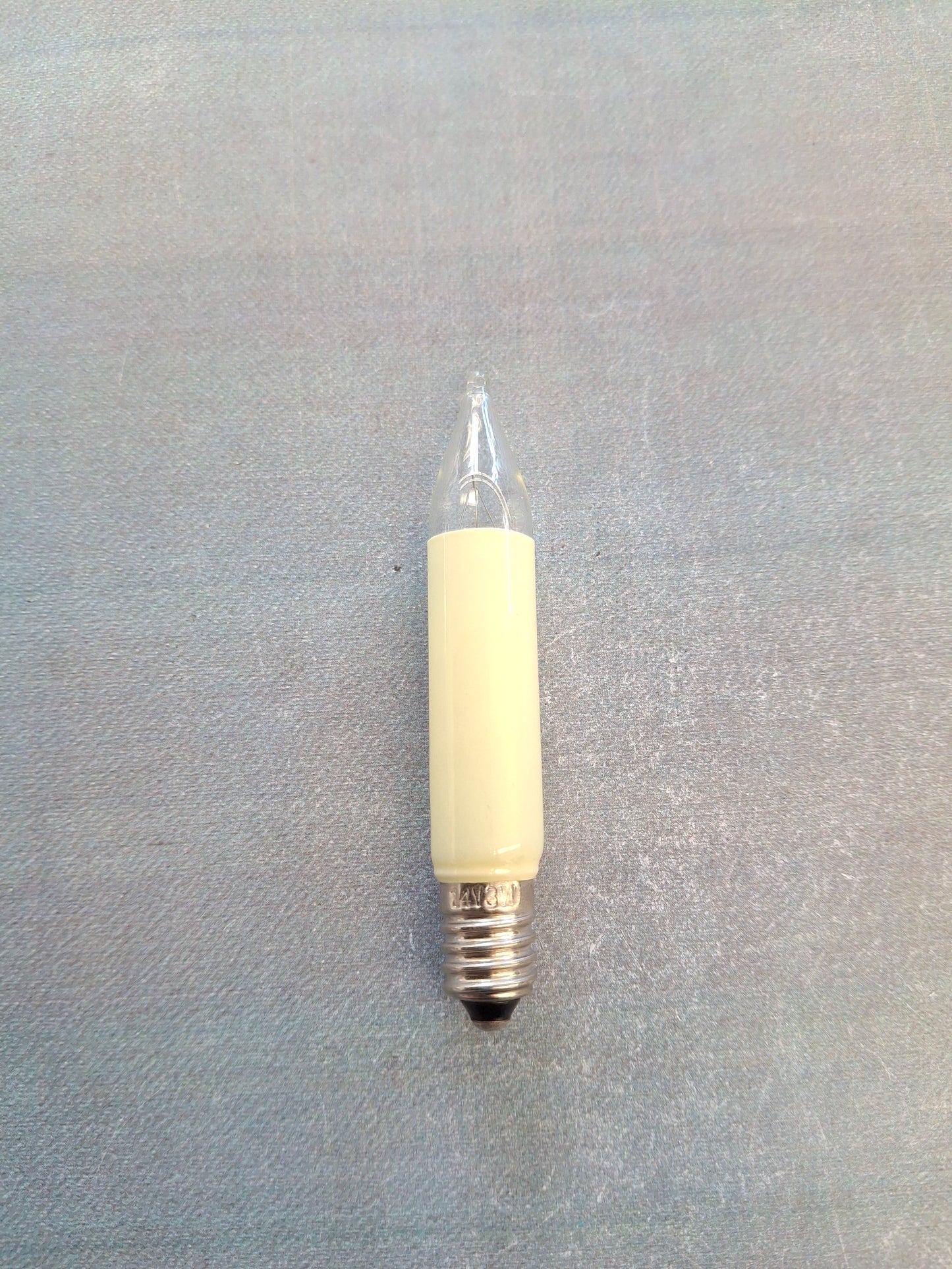 Kleinschaftschaftkerze  14 Volt  3 Watt E10 Fassung – Ersatzlampe für Weihnachtsbeleuchtung